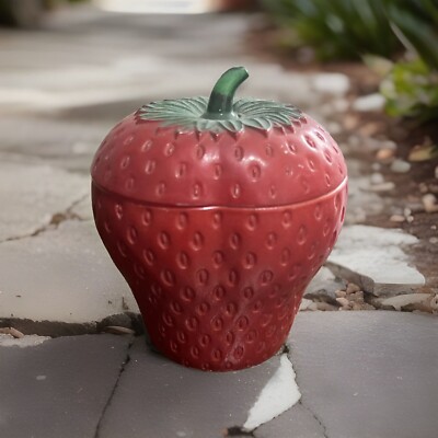 Vintage Hazel Atlas Milk Glass Strawberry Jam or Jelly Jar Kitchen Container