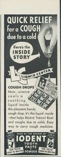 1941 LC Liqwid Center Cough Drops Iodent Tooth Paste Powder Vintage Print Ad L9