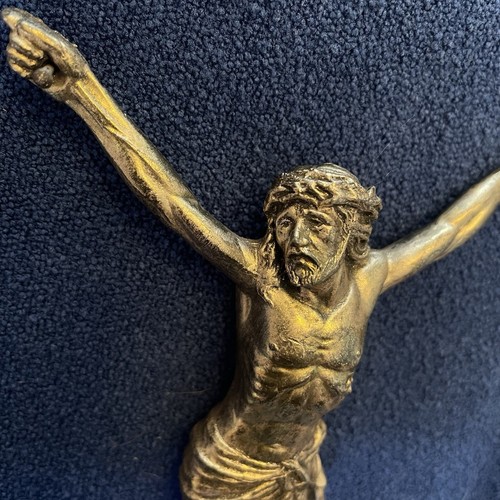 Antique French Christ Corpus Christi Crucifix Brass Gold 6” Metal Cast Cross - Picture 3 of 24