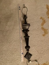 Vintage Large Heavy Electric Brass/Bronze? Wall Lamp Sconce. 32" Incl Harp.  TR