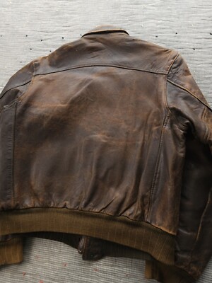 Vintage 1940s WW2 Era A-2 Horsehide Leather Flight Bomber Jacket
