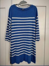 J.CREW Women's Blue/White Cotton Long Sleeve Dress, XS