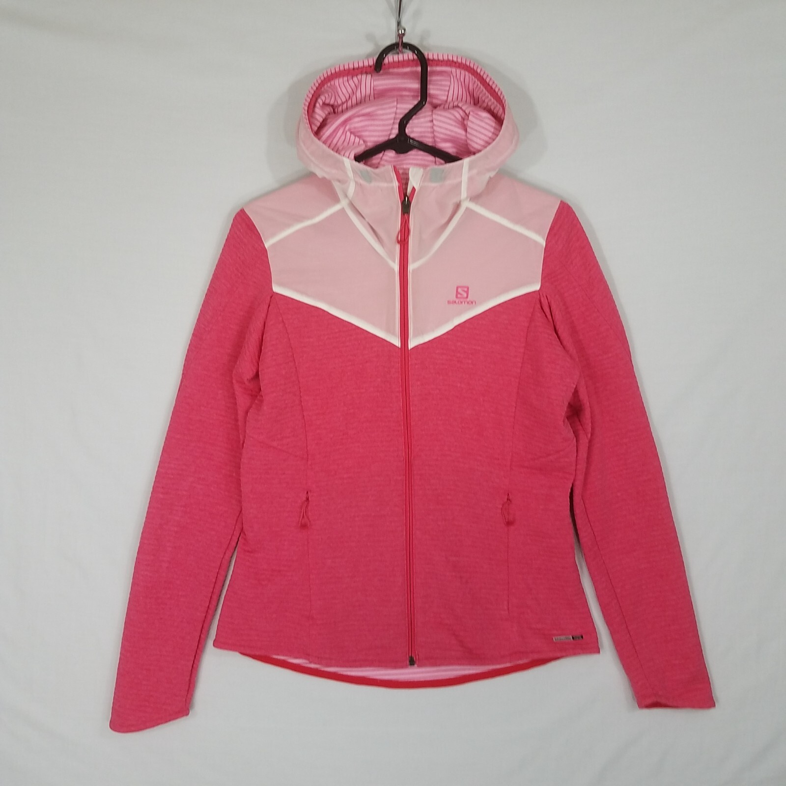 Salomon Giacca con Cappuccio Donna M Elevate Misto Lana Rosa Colorblock Trapuntata Calda