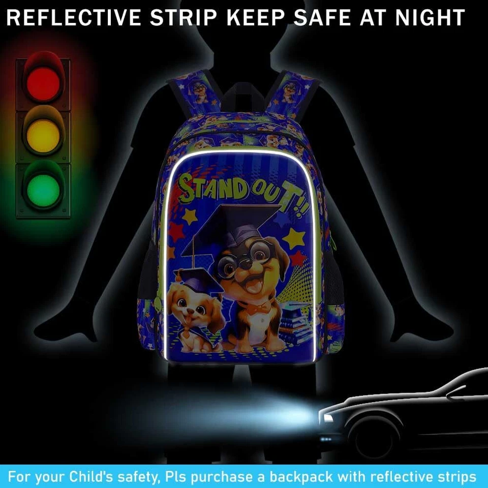 3 PIEZAS Mochila para Perros Niños 16" Bolsa para Libros con Fiambrera Resistente al Agua Elemen... Foto 3 de 4