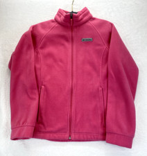 Columbia Jacket Girls Size Large 14/16 Zip Front Fleece Youth Great Pink Color