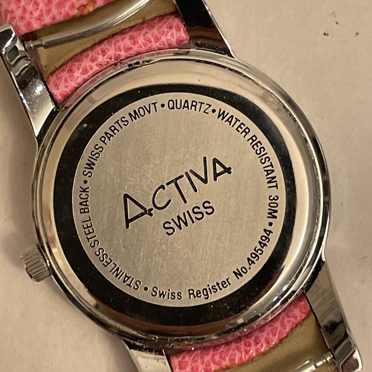 Activa Swiss Quartz Watch Oval 37mm Pink Strap 30M WR New Battery Womens Classic Activa Luminescent Stainless Steel Quartz Swiss Movement  main image 4