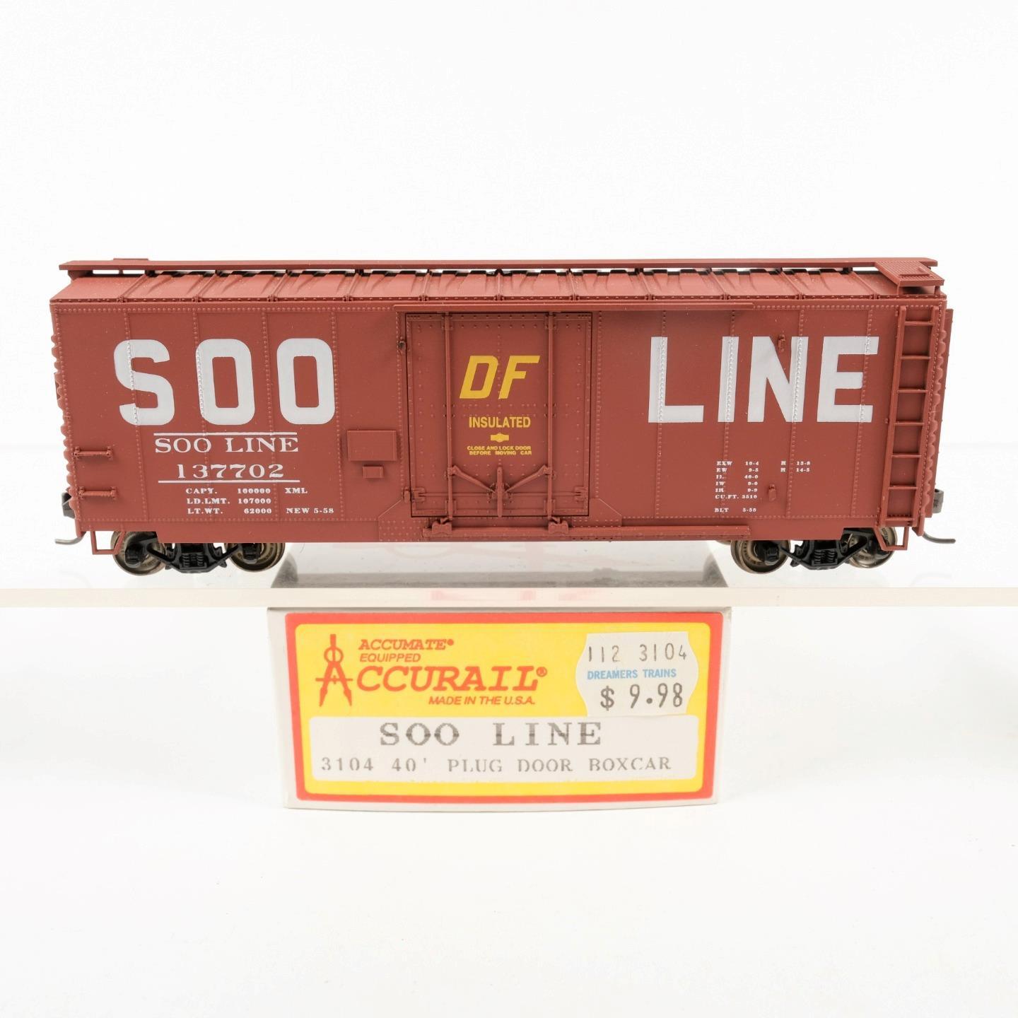 Accurail HO Scale Soo Line 137702 40' Plug Door Box Car Kit Built 3104