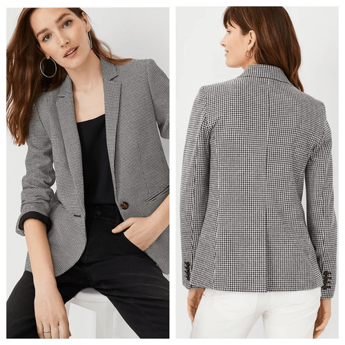 Ann Taylor 00P Hutton Blazer In Houndstooth