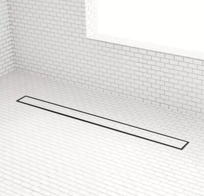 Signature Hardware 40” Matte Black Rectangular Linear Tile In Shower ...