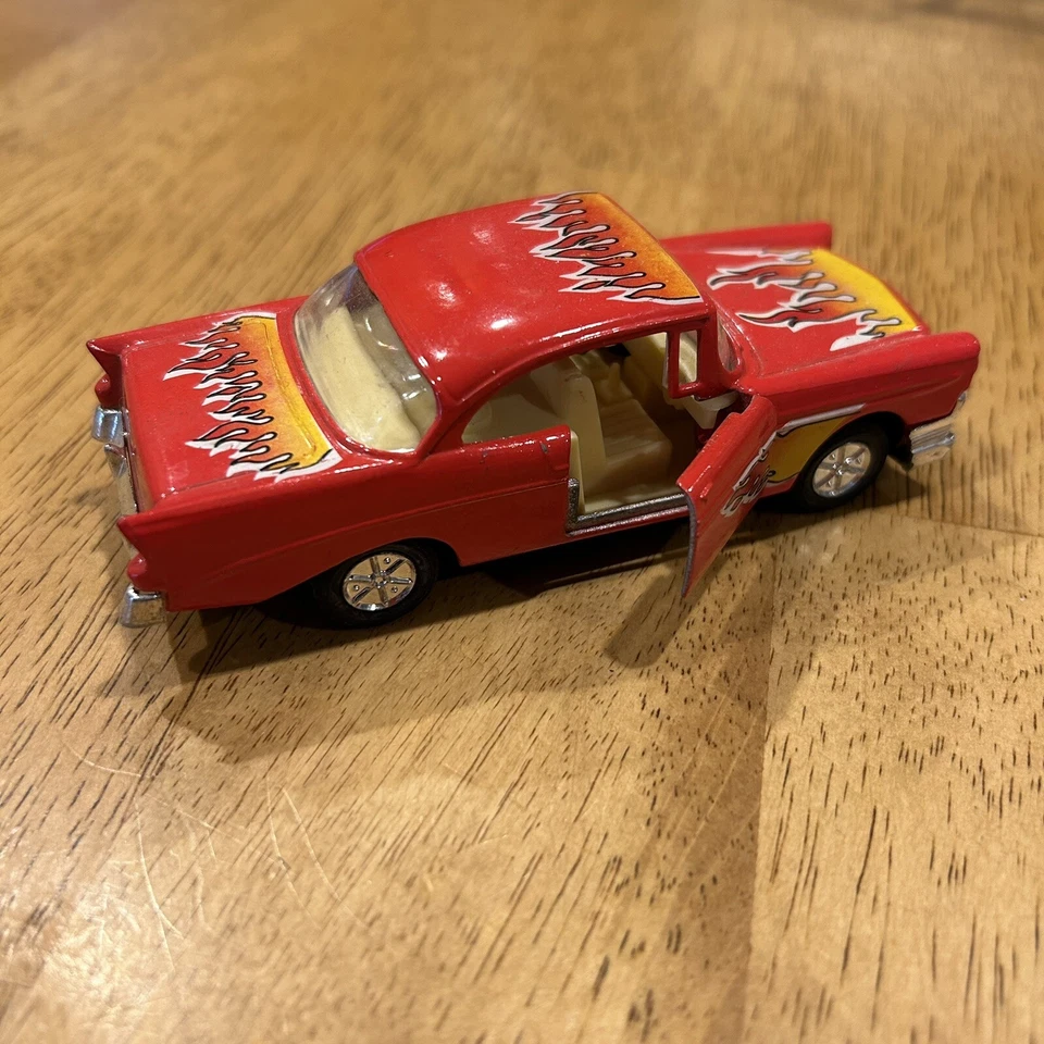Chevy Chevrolet SS407 1956 retroceso diecast metal Hot Rod modelo coche rojo Foto 2 de 4
