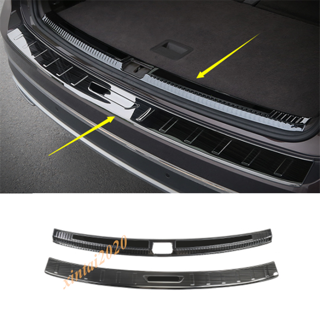 2PCS Black titanium Rear Bumper Guard Sill Plate For VW Teramont Atlas