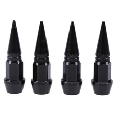 4Pcs BLACK Aluminum Metal Spike Wheel/Tire Valve Stem Car-Truck Air Caps Covers