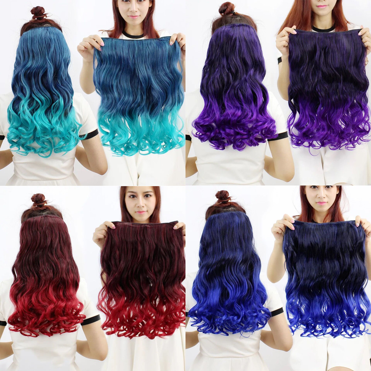 New 18" Rainbow Women's Neon Tangle Curly Clip in Hair Extension Ponytail |  eBay