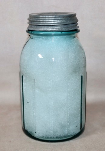 Ball 2L Quart Perfect Mason Ribbed Melon Jar ~ Aqua ~ Zinc Lid 1913 - 1923 22 - Picture 12 of 24