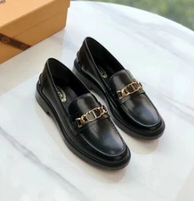 Tod's Women's Leather Thick Soled Round Toe Slip on Loafers Shoes