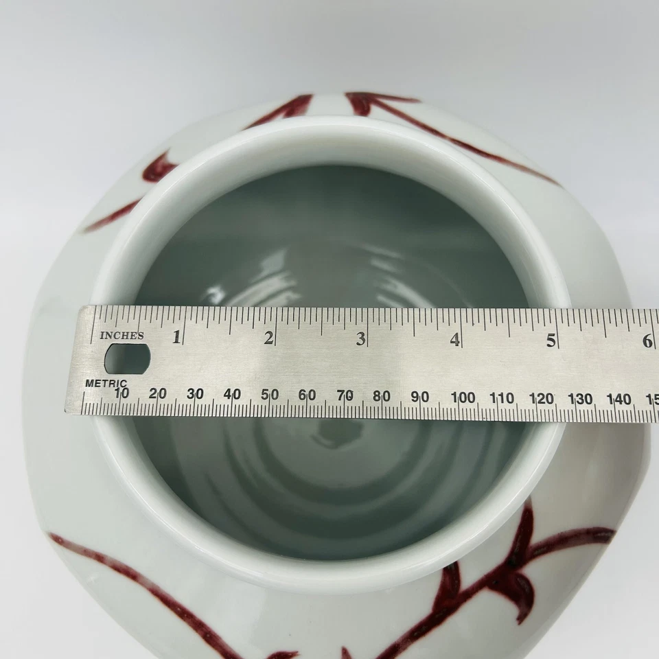 Jarrón chino antiguo porcelana hierro rojo dinastía Qing siglo XIX marca Jiaqing Foto 4 de 4