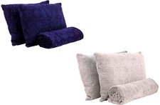 Kuscheldecke 130 x 170 cm Chenille-Plaid mit 2 Dekokissen