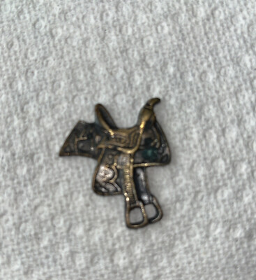 Vintage Metal  Horse Saddle Emblem/token.  (Pin Maybe?) Back Piece Is Broken Off