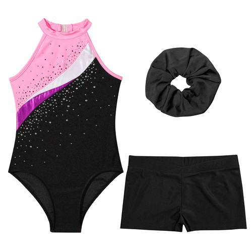 Kids Girls Leotard Yoga Rompers Sparkly Bodysuit Ballet Set Gym Outfit Latin - Picture 10 of 71