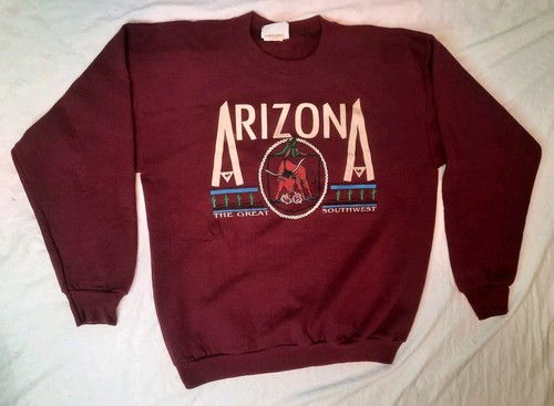 Vintage 90s LEE Arizona Sweatshirt Maroon The Great Southwest Bull Peppers Men L