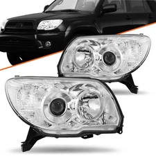 For 2006 2007 2008 2009 Toyota 4Runner Chrome Clear Headlights Amber Lamps Pair