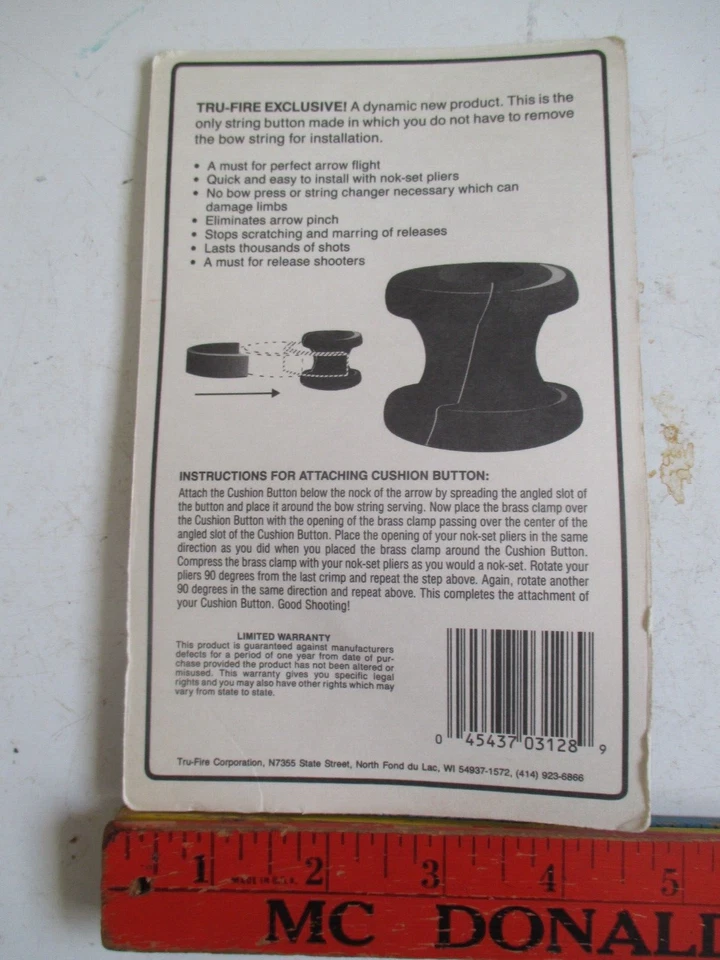 TRU FIRE CUSHION BUTTON Model CB-1 ( NEW OLD STOCK ) MADE IN USA - Image 2 of 2