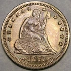 1874 S LIBERTY SEATED SILVER QUARTER HIGH QUALITY VERY APPEALIN BEAUTIFUL TONING