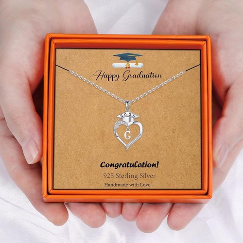 Stylish 2025 Graduation Heart Necklace - Perfect Sterling Silver Gift for Her - Picture 7 of 9