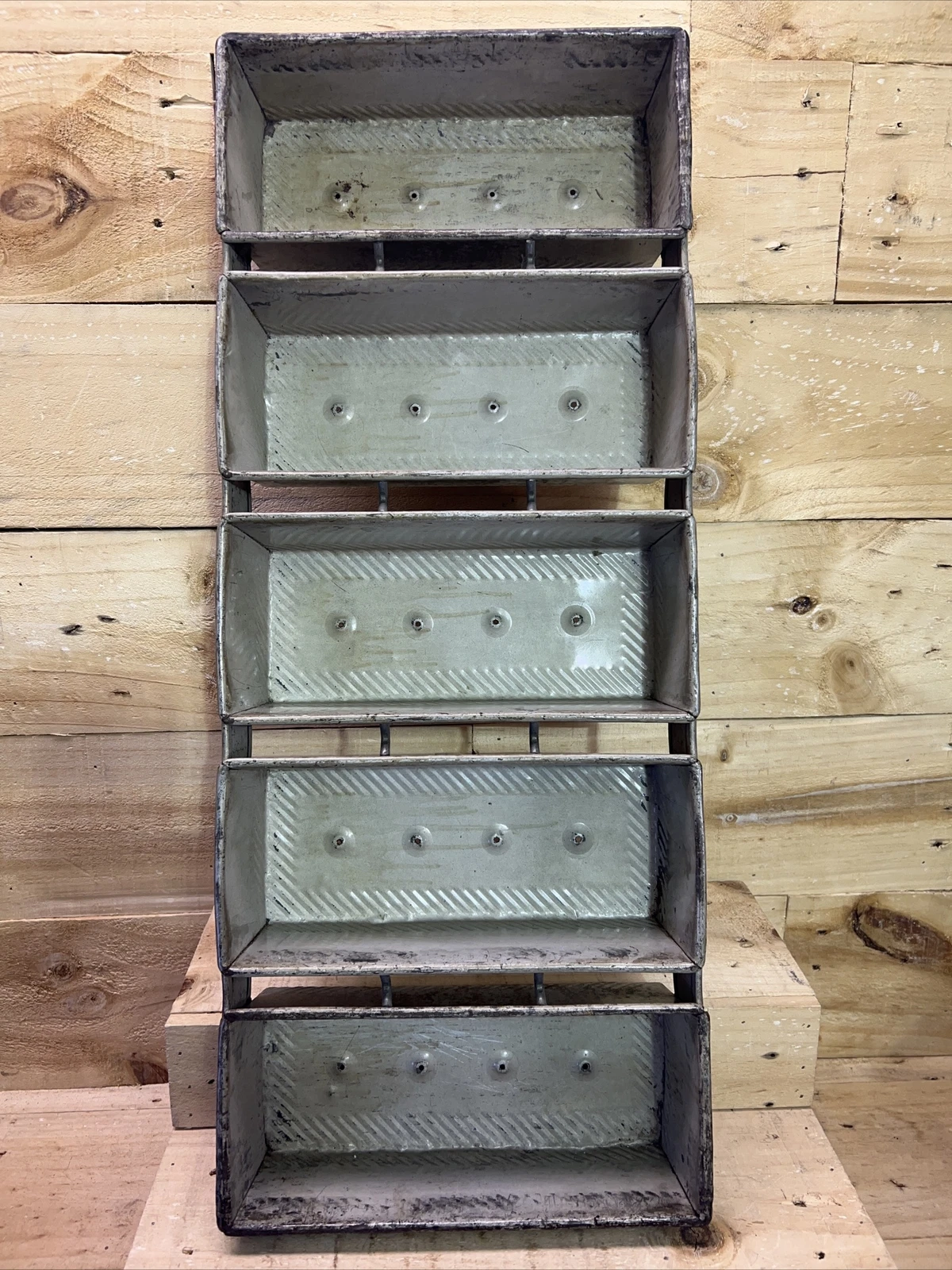 Vintage Industrial Metal 5 Strapped EKCO Bread Loaf Baking Pan, EKCO-J8