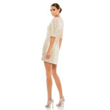 MAC DUGGAL 26448 Mini Dress Sequins Shimmer Nude Silver Gold Size 10 NWT