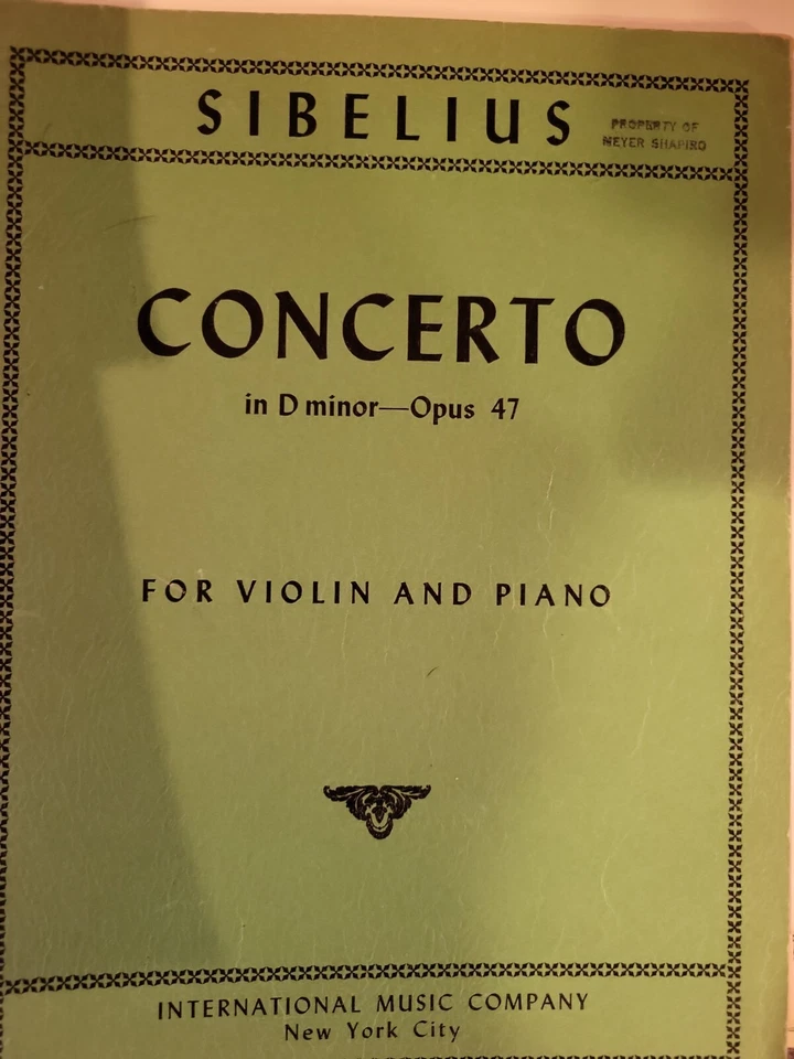Meyer Schapiro  Personal Book Concerto in D minor, Opus 47 for Violin and piano - Image 2 of 2