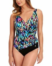 Swim Solutions Tulum Tummy-Control Wrap One-Piece Swimsuit Multicolor, 18 .