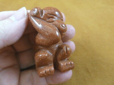 Y-MON-723) orange Goldstone MONKEY APE gemstone carving figurine love CHIMPANZEE