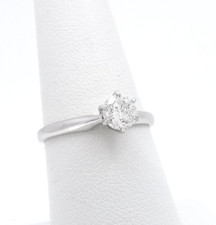 14K White Gold Round Diamond Solitaire Engagement Ring Natural Stone
