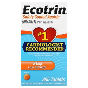 Ecotrin Low Strength Aspirin Pain Treatment Tablet - 365 Count