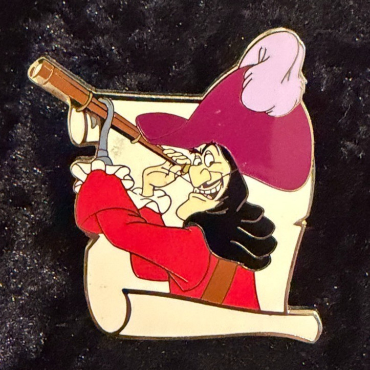 Disney Pin Captain Hook Villain Scroll Telescope DLR 2003