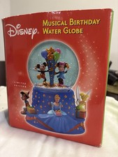 DISNEY MUSICAL BIRTHDAY WATER GLOBE MICKEY MINNIE PINNOCHIO CINDERELLA TINKERBEL