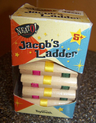 Retro Jacobs Ladder Wooden Toy 2.25 x 3.75 Inch NOT Painted, non toxic, with box