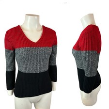 Vintage Y2K Color block Stripe Ribbed Pullover Sweater / Medium 
