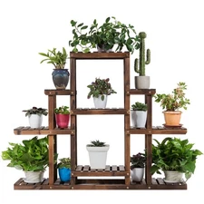 6-Tier Flower Wood Stand Plant Display Rack Multifunctional Storage Shelf