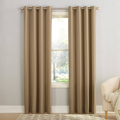 54''x54'' Sun Zero Room Darkening Seymour Grommet Curtain Panel Taupe