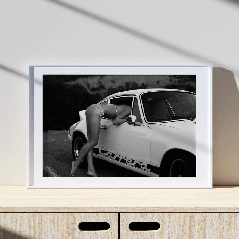 Porsche Carrera Poster, Car Print, Vintage Print, Black White Photography - Image 3 of 4