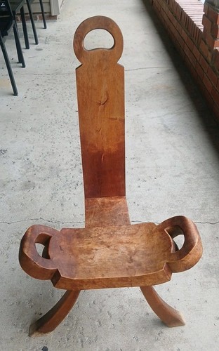 Vintage Wood Birthing Chair Spain? 31"