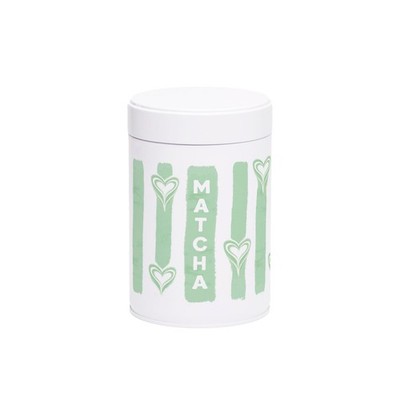 Matcha Vorratsdose - grüne Streifen & Herzen Metalldose Küche Geschenke