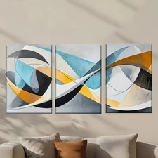 3pcs Abstract Two Overlapping shapes Wall Art Canvas Framed 50x70cm