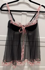 Victoria s Secret VTG Y2K Valentines Day Black/ Pink/ Red Babydoll Size 34B