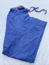 Koi Kathy Peterson Pants Women's sm Petite stretch , Blue Cargo Scrub Drawstring