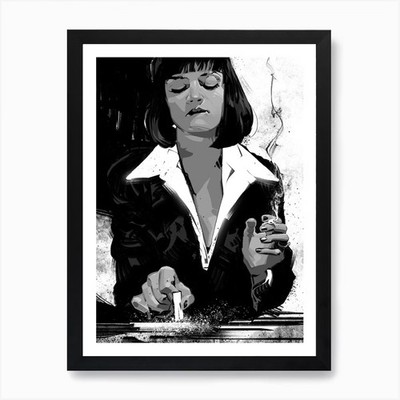 Pulp Fiction Tarantino Mia BW Kunst P gerahmtes Wandbild Poster Leinwanddruck Bild