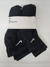 Nike Everyday Plus Dri-Fit 6-Pairs Unisex Size Large Black Ankle Socks