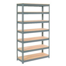 Boltless Extra Heavy Duty Shelving 48"W x 18"D x 84"H 7 Shelves Wood Deck